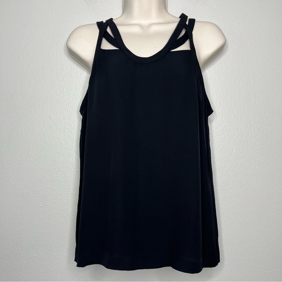 Diane Von Furstenberg Women 100% SILK Top Jessie Blouse Cut Out Strap Sleeveless - Picture 2 of 11